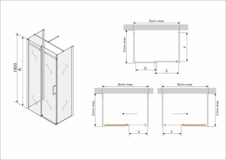 3-seinäinen suihkukaappi Mexen Omega, 8 mm, 110x80,90,100 cm hinta ja tiedot | Suihkukaapit ja suihkunurkat | hobbyhall.fi