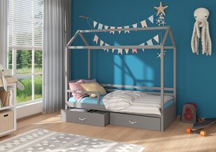 Sänky ADRK Furniture Rose 80x190 cm sivusuojalla, harmaa hinta ja tiedot | Lastensängyt | hobbyhall.fi