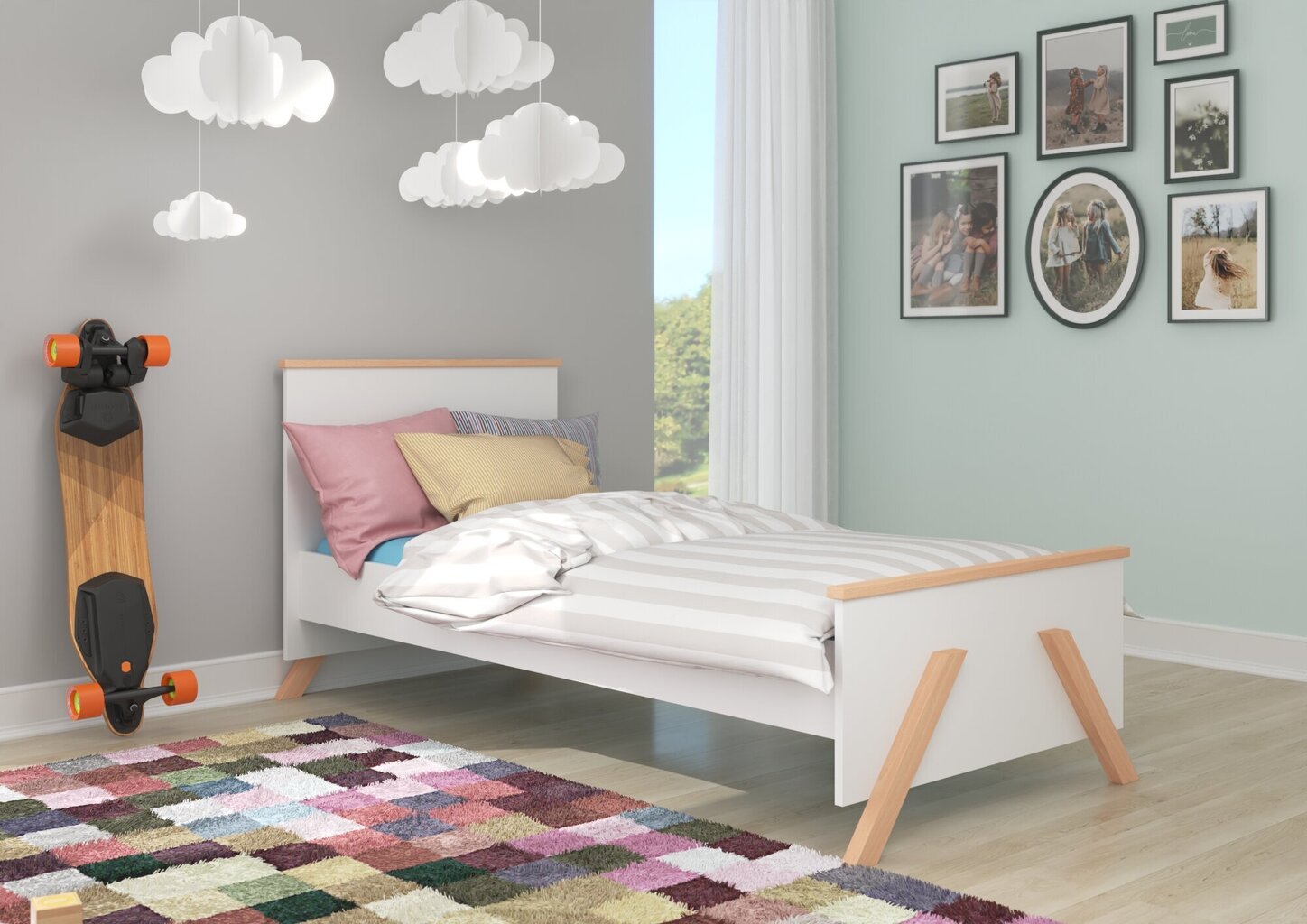 Adrk Furniture Koral -sänky lapsille, 90x200 cm, valkoinen hinta ja tiedot | Lastensängyt | hobbyhall.fi