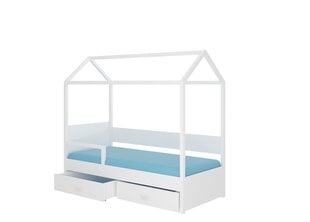 Sänky ADRK Furniture Otello 90x200 cm katoksella, valkoinen/vaaleanpunainen hinta ja tiedot | Lastensängyt | hobbyhall.fi