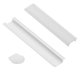 Alumiiniprofiili LED-nauhalle Eurolight, jyrsitty, 2m, valkoinen hinta ja tiedot | LED-valonauhat | hobbyhall.fi