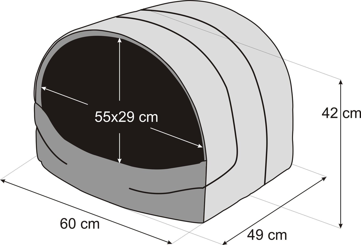 Hobbydog koiranpesä Tummanharmaa Ekolen R4, 60x49 cm hinta ja tiedot | Pedit ja pesät | hobbyhall.fi