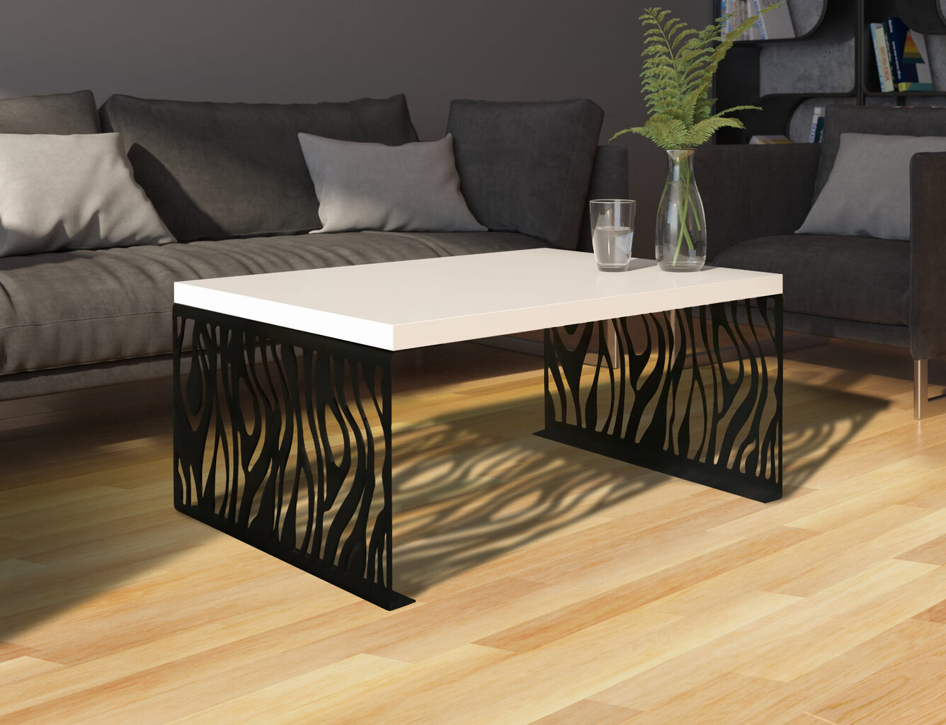 Sohvapöytä ADRK Furniture Mafei, kiiltävä valkoinen hinta ja tiedot | Sohvapöydät | hobbyhall.fi