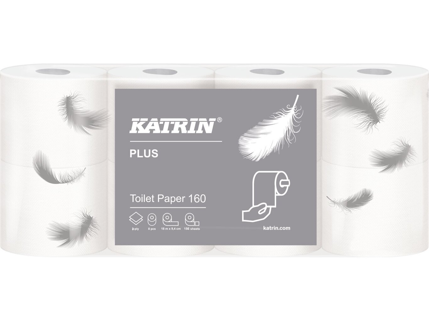 Katrin Plus WC-paperi, 8 rullaa, 18m, 2-kerroksinen hinta ja tiedot | WC-paperit ja talouspaperit | hobbyhall.fi