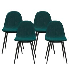Ruokapöydän tuolisetti 4 kpl, Calvin, vihreä hinta ja tiedot | Ruokapöydän tuolit | hobbyhall.fi