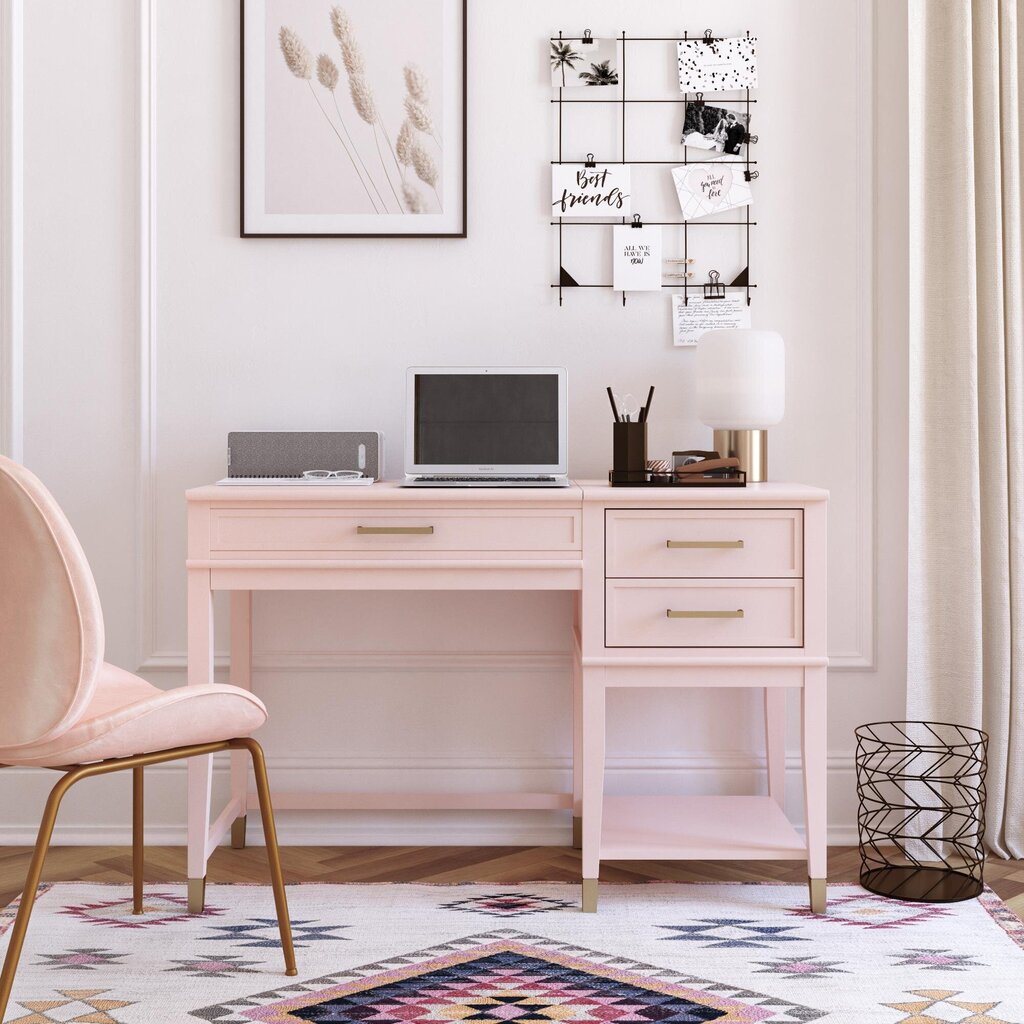 Työpöytä CosmoLiving by Cosmopolitan Westerleigh, vaaleanpunainen hinta ja tiedot | Tietokonepöydät ja työpöydät | hobbyhall.fi