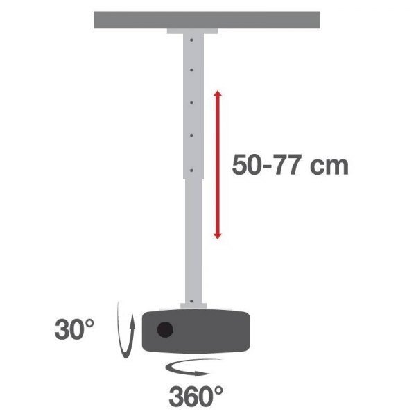 Projektorin kattokiinnike Techly, 50-77 cm, 15 kg:n painoon asti. hinta ja tiedot | TV-seinätelineet | hobbyhall.fi