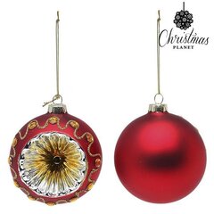 Joulupallot Christmas Planet 1662, 8 cm, 2 kpl, lasinpunainen hinta ja tiedot | Joulukuusen koristeet | hobbyhall.fi