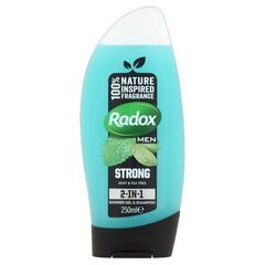 Suihkugeeli ja shampoo Radox Strong 2 in 1 250 ml hinta ja tiedot | Suihkusaippuat ja suihkugeelit | hobbyhall.fi