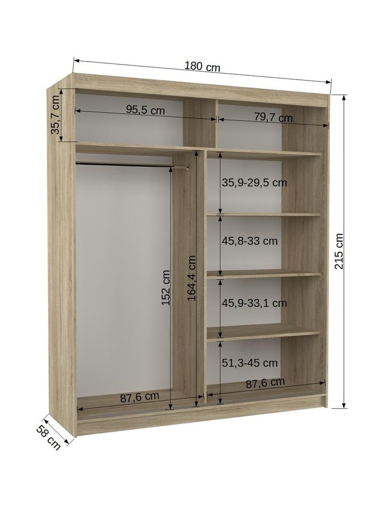 Kaappi ADRK Furniture Ettore, valkoinen hinta ja tiedot | Kaapit | hobbyhall.fi