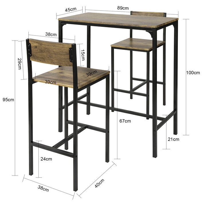 Ruokailuryhmä SoBuy OGT03-N, ruskea/musta hinta ja tiedot | Ruokailuryhmät | hobbyhall.fi