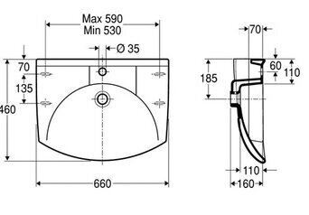 Ifo Sign 7332 pesuallas, 660 mm x 460 mm hinta ja tiedot | Pesualtaat | hobbyhall.fi