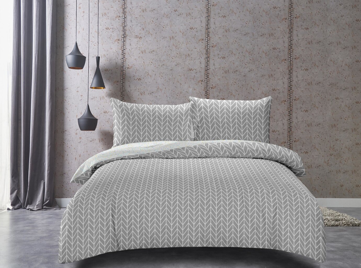 Vuodevaatesetti 3-osainen DecoKing Ducato Collection Herringbone, 200x200 cm hinta ja tiedot | Pussilakanat | hobbyhall.fi