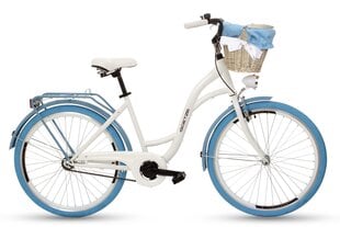 Goetze 26 1SP -polkupyörä ja kori sisältöineen, valkoinen/sininen hinta ja tiedot | Polkupyörät | hobbyhall.fi