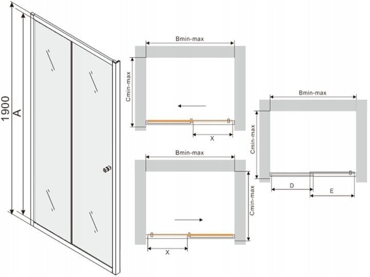 Suihkuliukuovi Mexen Apia, puolimatto, 135, 145, 150 x 190 cm hinta ja tiedot | Suihkuseinät ja -ovet | hobbyhall.fi