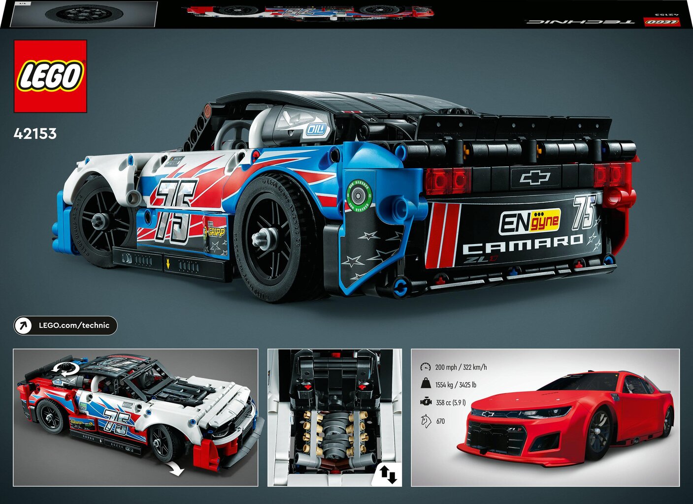 42153 LEGO® Technic Nascar Next Gen Chevrolet Camaro ZL1 hinta ja tiedot | LEGOT ja rakennuslelut | hobbyhall.fi