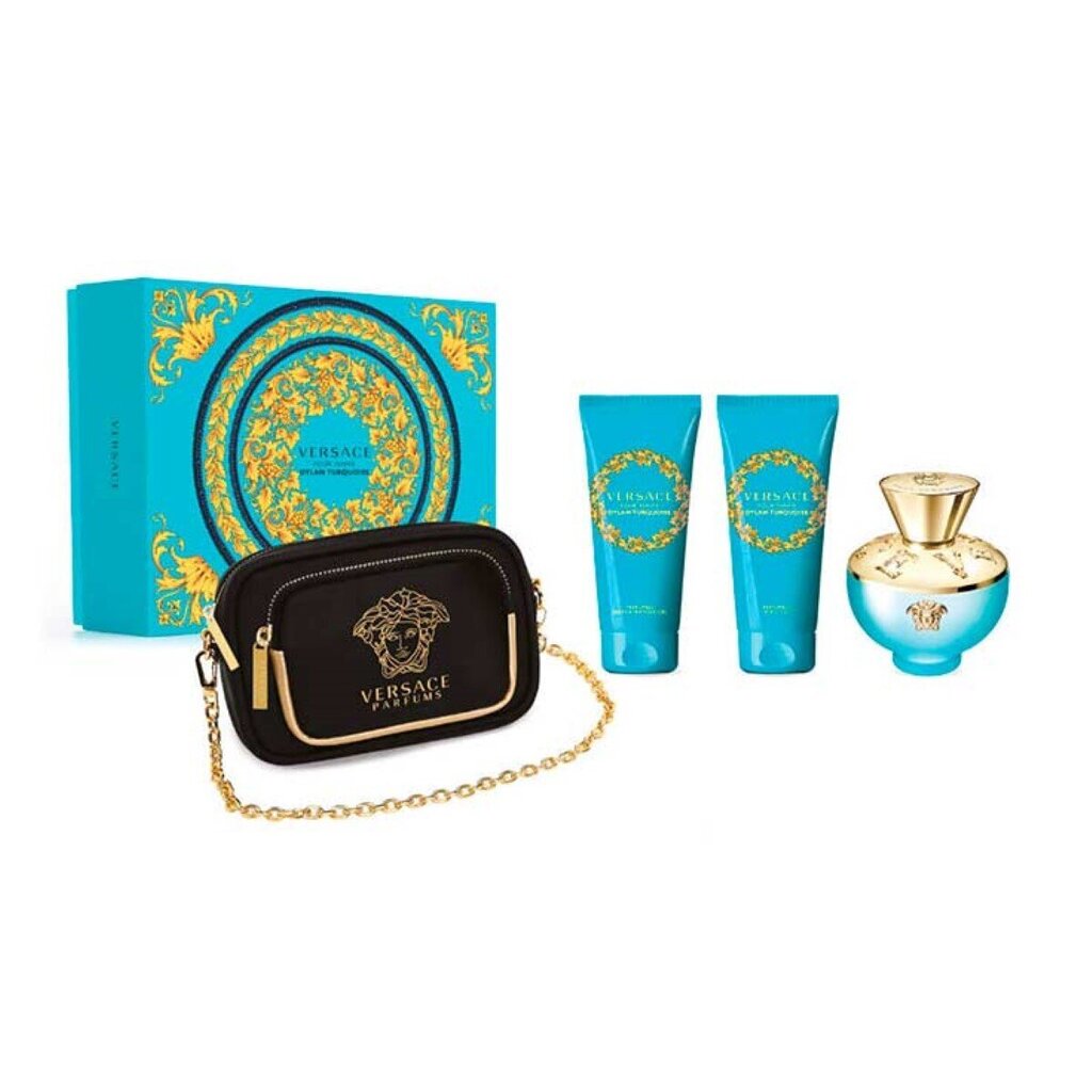 Naisten setti Versace Dylan Turquoise: EDT 100 ml + suihkugeeli 100 ml + vartalovoide 100 ml + kosmetiikka hinta ja tiedot | Naisten hajuvedet | hobbyhall.fi