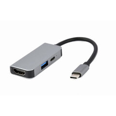 Dokstacija Gembird USB Type-C 3-in-1 Silver hinta ja tiedot | Adapterit | hobbyhall.fi