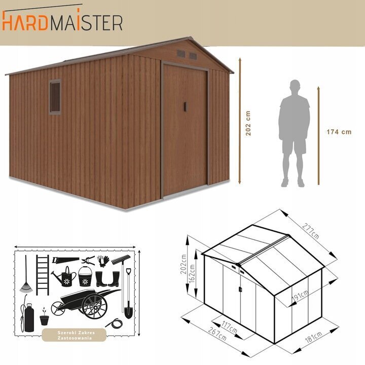 Puutarhavaja HardMaister 003391, ruskea hinta ja tiedot | Piharakennukset | hobbyhall.fi