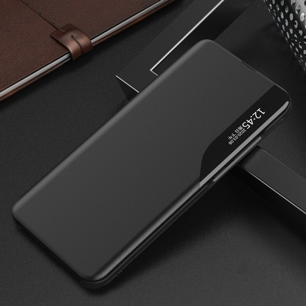 Hurtel Eco Leather View Case for Xiaomi Redmi Note 11S / Note 11, musta hinta ja tiedot | Puhelimen kuoret ja kotelot | hobbyhall.fi