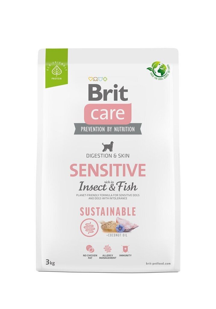 Brit Care kaikenrotuisille aikuisille koirille, hyönteisiä ja kalaa, 3 kg hinta ja tiedot | Koiran kuivaruoka | hobbyhall.fi