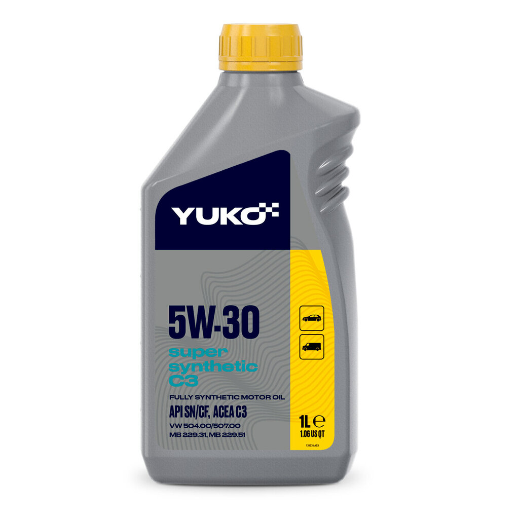 Yuko Super Synthetic synteettinen moottoriöljy, C3 5W-30, 1L hinta ja tiedot | Moottoriöljyt | hobbyhall.fi