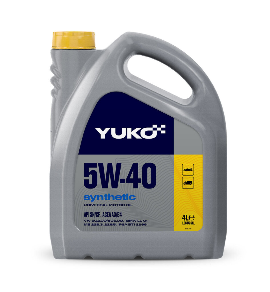 Yuko Synthetic synteettinen synteettinen moottoriöljy, 5W-40, 5L hinta ja tiedot | Moottoriöljyt | hobbyhall.fi