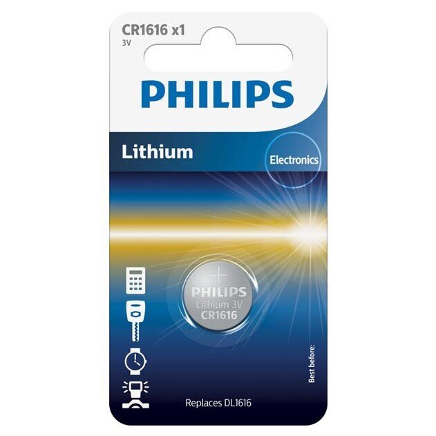 Patteri Philips Lithium CR1616 3V hinta ja tiedot | Paristot | hobbyhall.fi