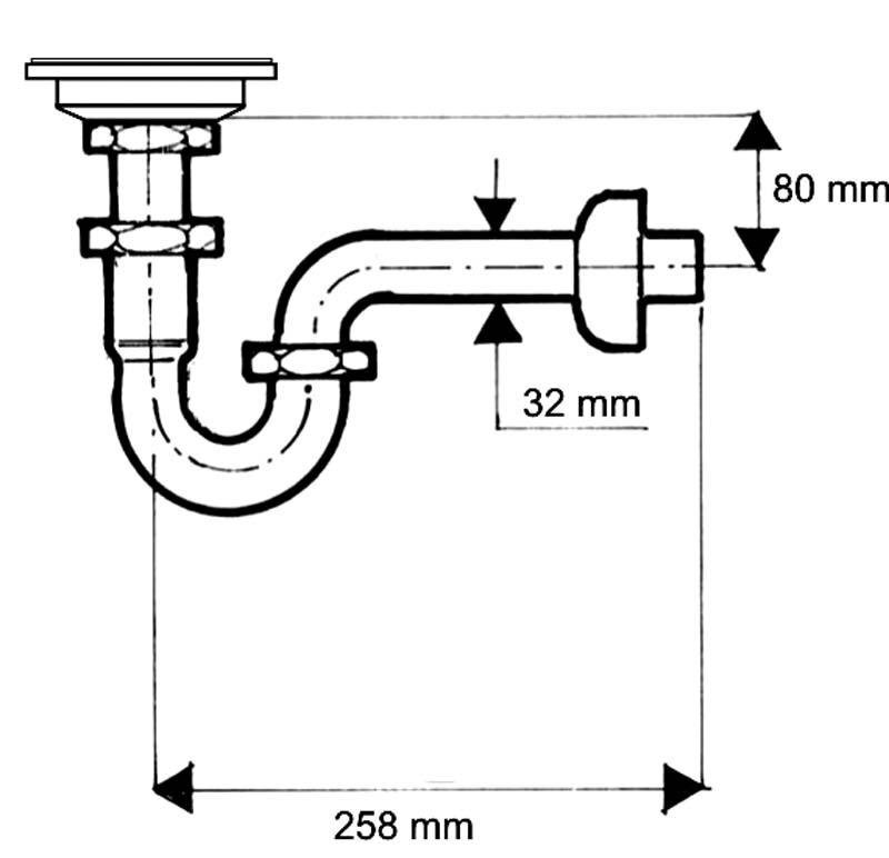 McAlpine MC200255CB, Messinkinen kromattu sifoni, putkimainen 32 mm hinta ja tiedot | Vesilukot | hobbyhall.fi