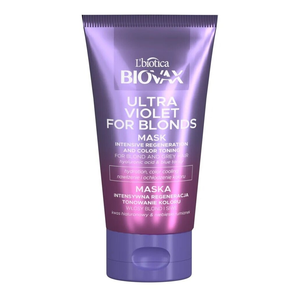 Intensiivisesti uudistava virkistävä shampoo vaaleille ja harmaille hiuksille L'biotica Biovax Ultra Violet For Blonds Shampoo, 150ml hinta ja tiedot | Naamiot, öljyt ja seerumit | hobbyhall.fi