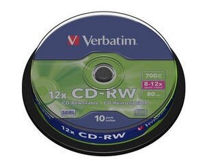 Verbatim CD+RW, 12 x 700 MB, 10 kpl. (43480) hinta ja tiedot | Vinyylilevyt, CD-levyt, DVD-levyt | hobbyhall.fi