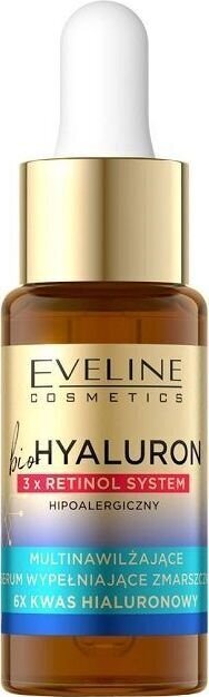 Ryppyjä ehkäisevä seerumi Eveline Bio Hyaluron 3X Retinol Wrinkle Filling Serum, 18 ml hinta ja tiedot | Kasvoöljyt ja seerumit | hobbyhall.fi