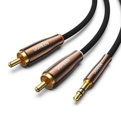 UGREEN AV170 2x RCA cable (Cinch) jack 3.5mm, 3m (black) hinta ja tiedot | Puhelinkaapelit | hobbyhall.fi