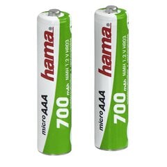 Hama NiMH, 2x AAA, 700 mAh, 1,2 V ladattavissa olevat patterit hinta ja tiedot | Hama Kodin remontointi | hobbyhall.fi