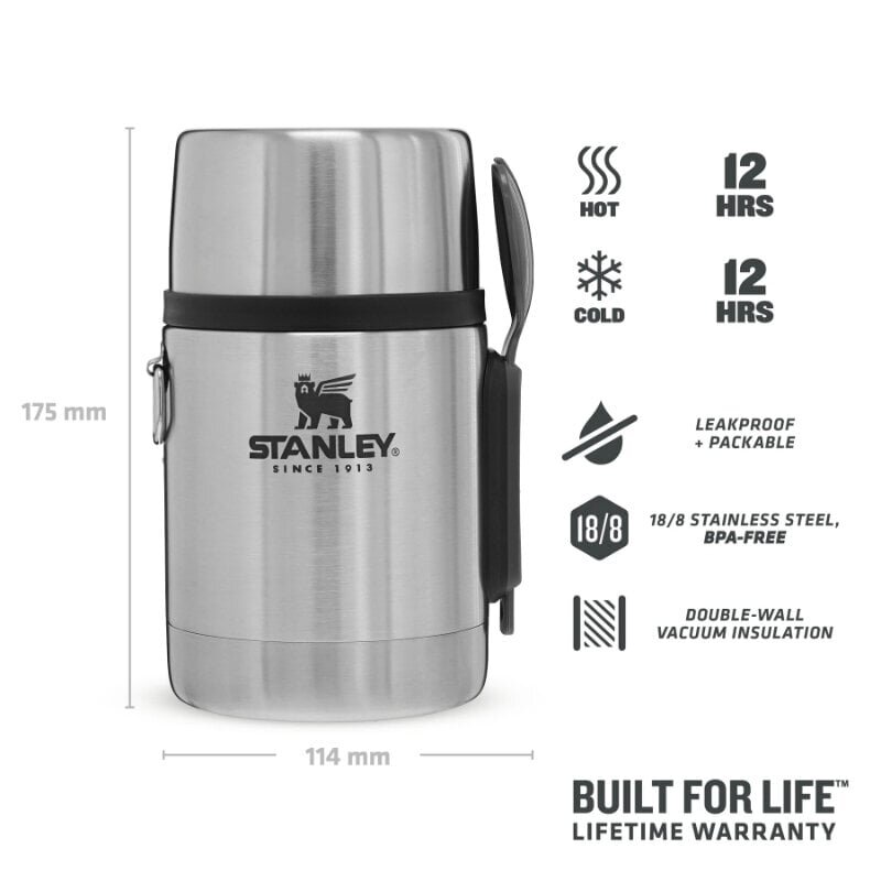 Ruokatermos Stanley Adventure (0,5 l; teräsväri) hinta ja tiedot | Termoskannut ja termosmukit | hobbyhall.fi