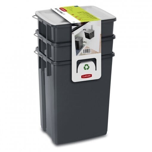 Jätteenlajittelulaatikon setti Biobox 2x10l + 6l, harmaa hinta ja tiedot | Roska-astiat | hobbyhall.fi