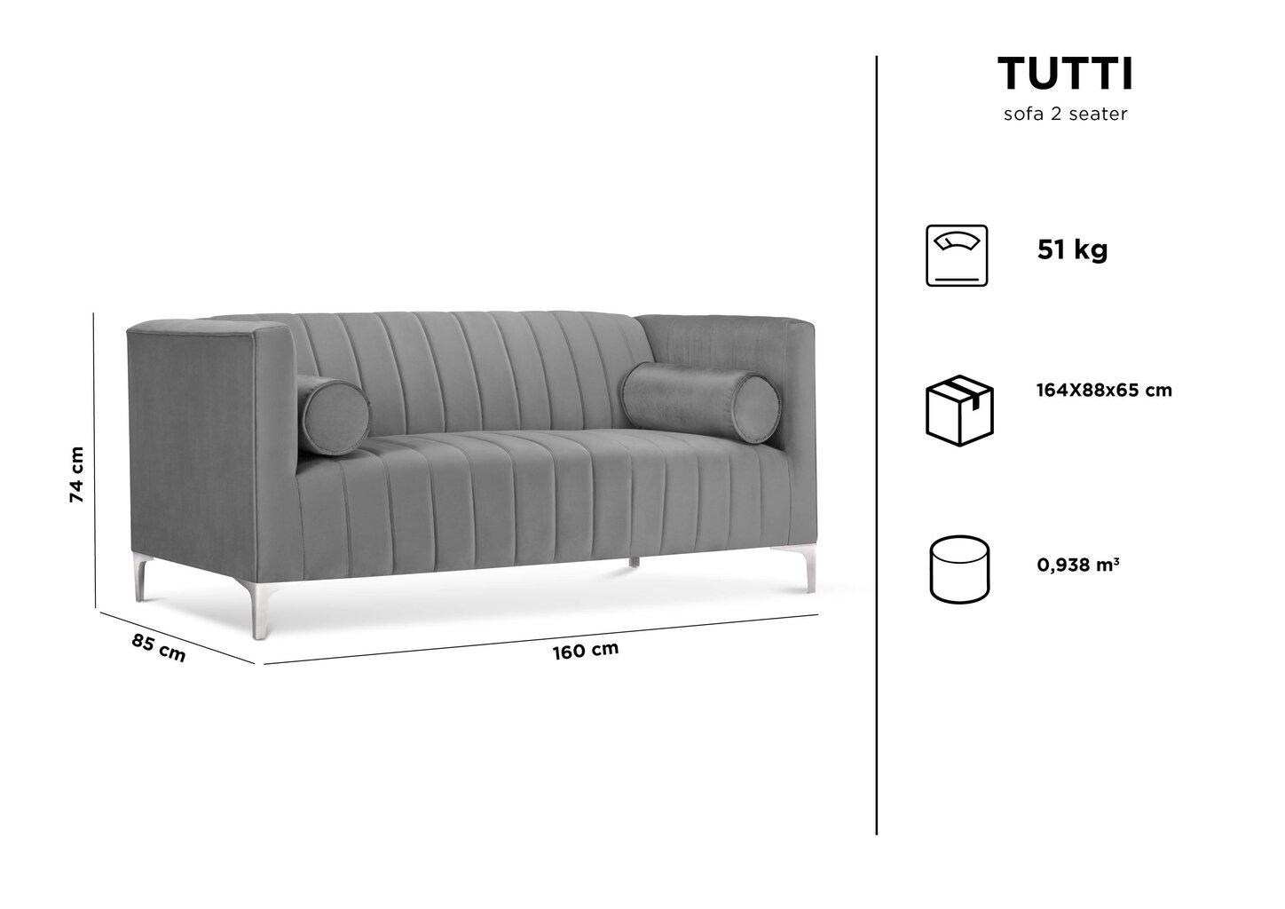 Kooko Home Tutti, vaaleansinisen värinen kahden hengen vuodesohva hinta ja tiedot | Sohvat ja vuodesohvat | hobbyhall.fi