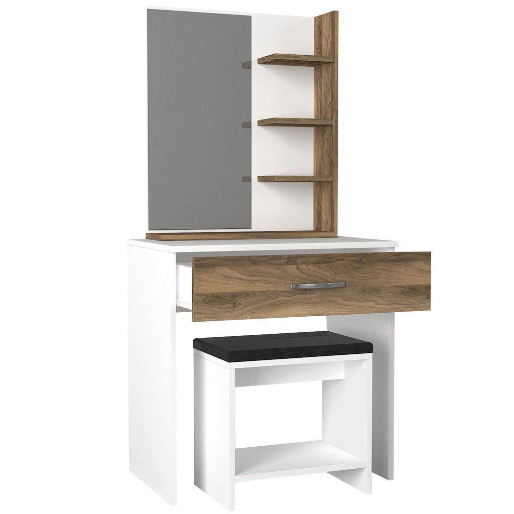 Pukeutumispöytä Kalune Design, 4301, valkoinen/ruskea hinta ja tiedot | Peilipöydät | hobbyhall.fi