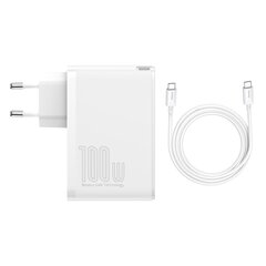 Baseus GaN CCGAN2P-L02 matkalaturi 2 x USB / 2 x USB-C / 100W / 5A valkoinen hinta ja tiedot | Puhelimen laturit | hobbyhall.fi