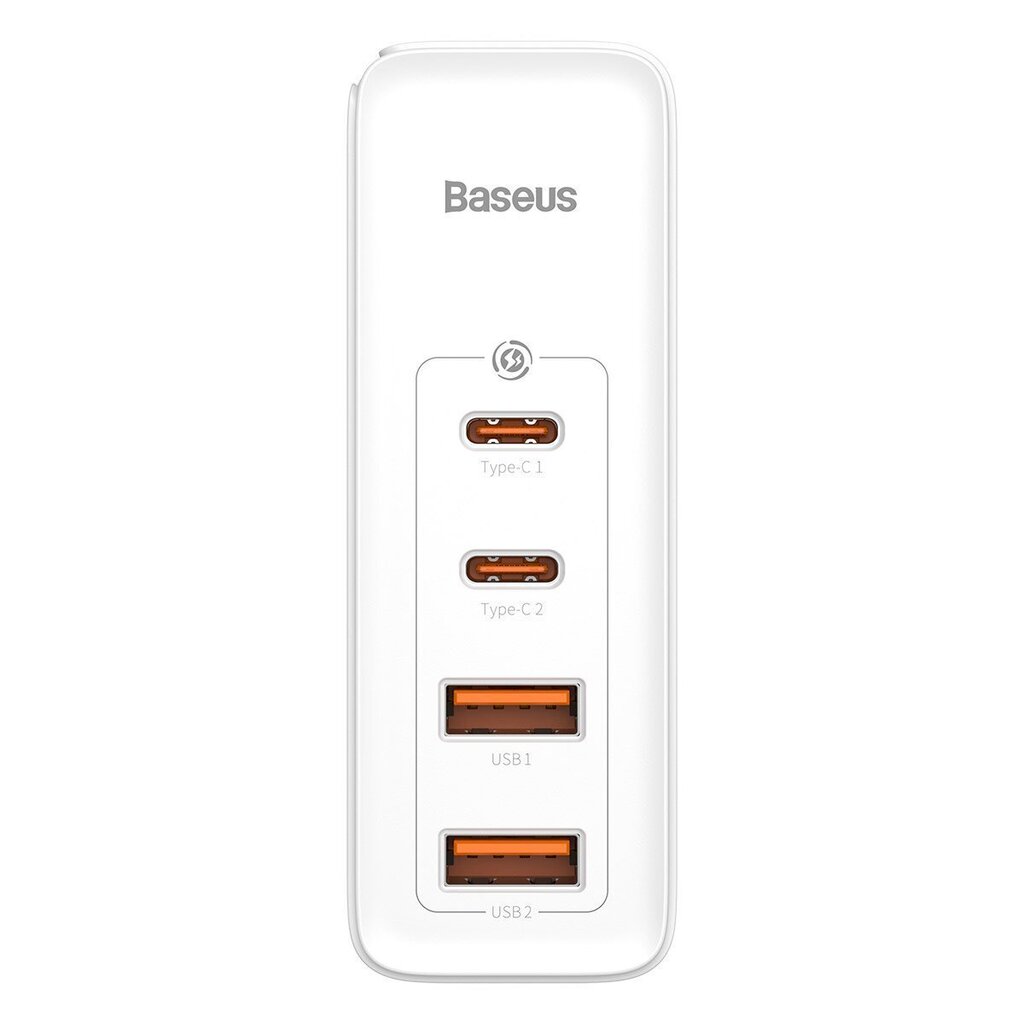 Baseus GaN CCGAN2P-L02 matkalaturi 2 x USB / 2 x USB-C / 100W / 5A valkoinen hinta ja tiedot | Puhelimen laturit | hobbyhall.fi