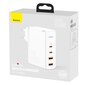 Baseus GaN CCGAN2P-L02 matkalaturi 2 x USB / 2 x USB-C / 100W / 5A valkoinen hinta ja tiedot | Puhelimen laturit | hobbyhall.fi