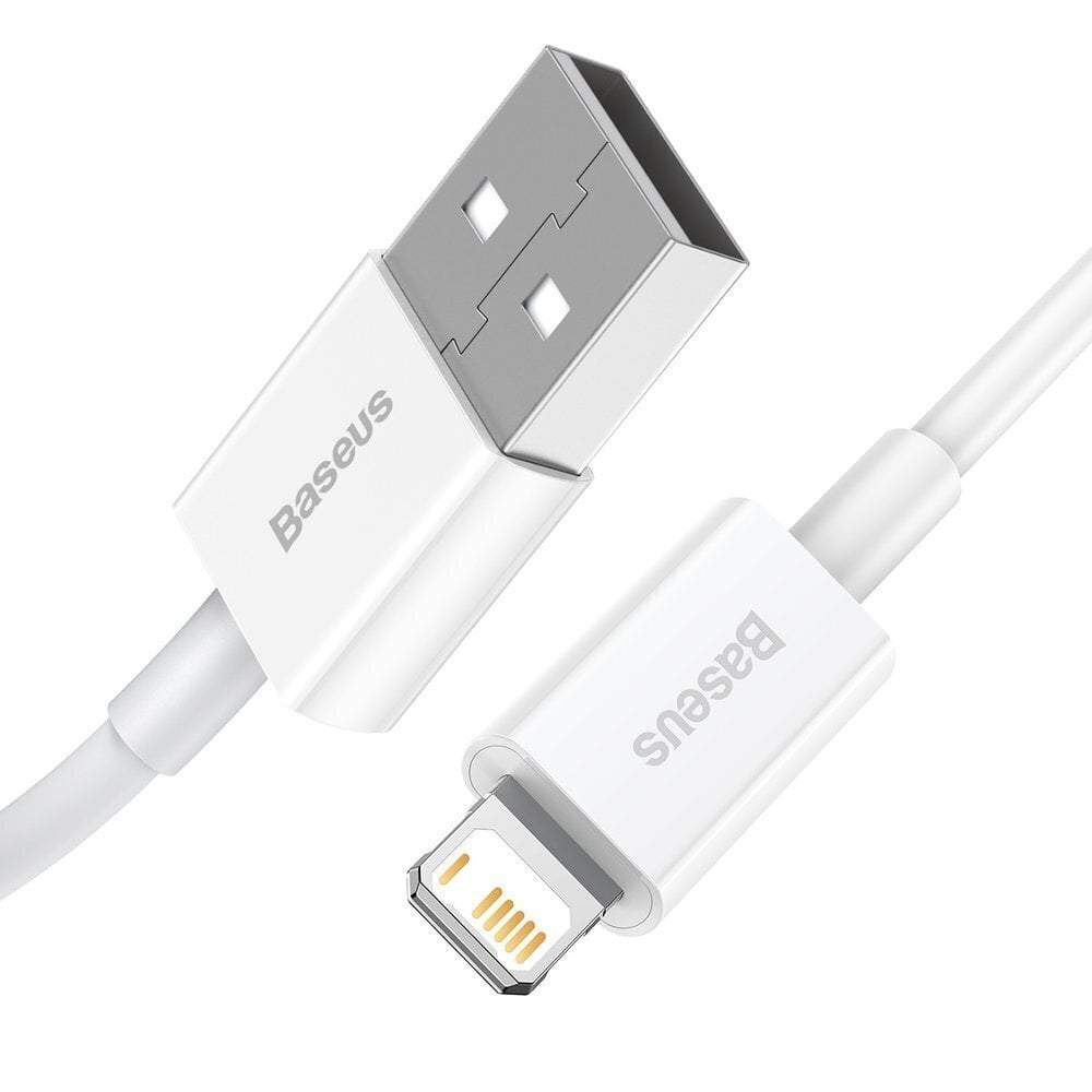 Baseus Superior USB-kaapeli - Lightning 2,4A 0,25 m, valkoinen (CALYS-02) hinta ja tiedot | Puhelinkaapelit | hobbyhall.fi