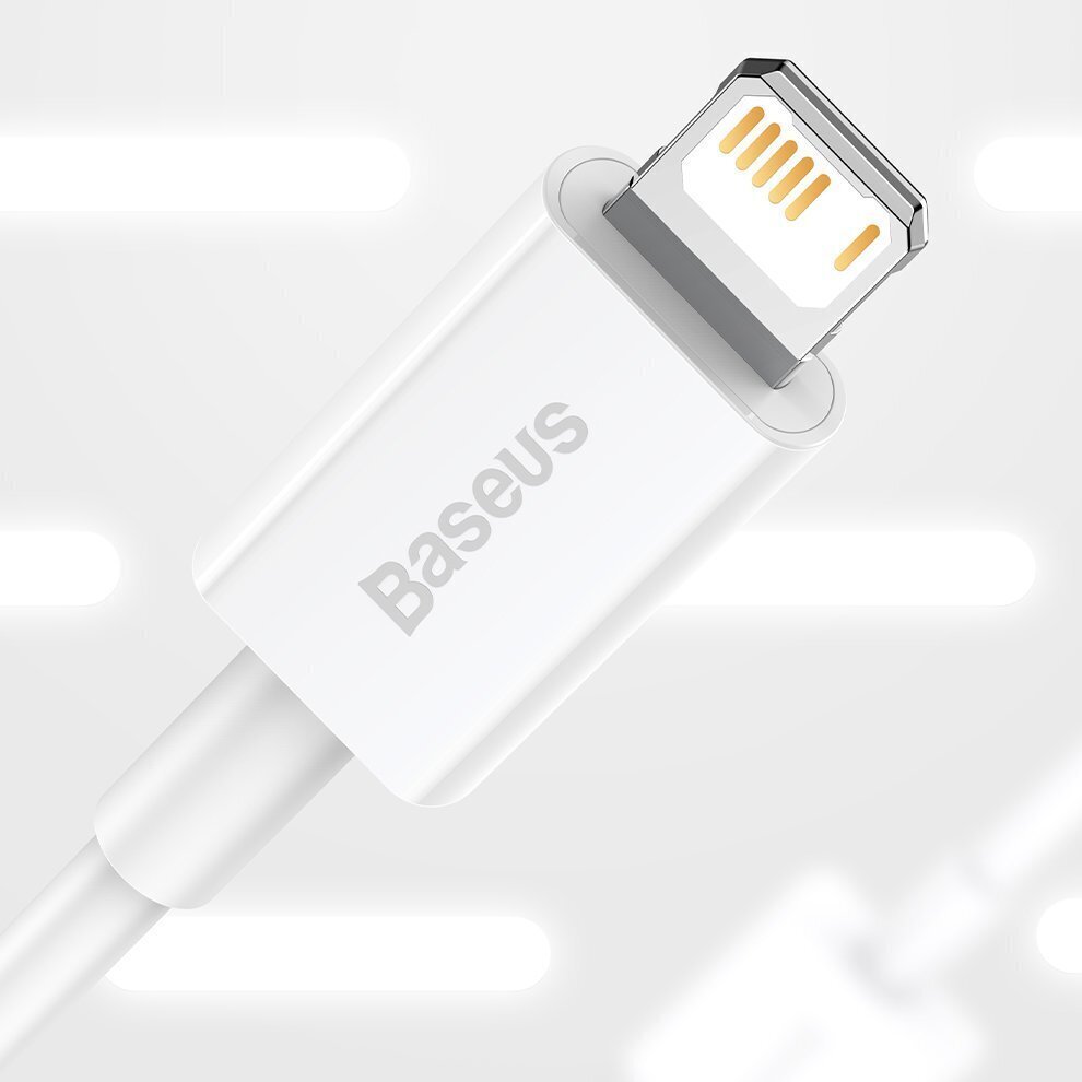 Baseus Superior USB-kaapeli - Lightning 2,4A 0,25 m, valkoinen (CALYS-02) hinta ja tiedot | Puhelinkaapelit | hobbyhall.fi