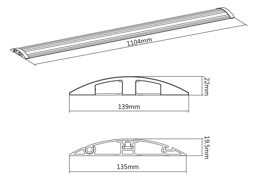 DELTACO OFFICE Lattiakaapelin suojus, alumiinia, 1104 x 139 mm, Hopea/DELO-0206 hinta ja tiedot | Kaapelit ja adapterit | hobbyhall.fi