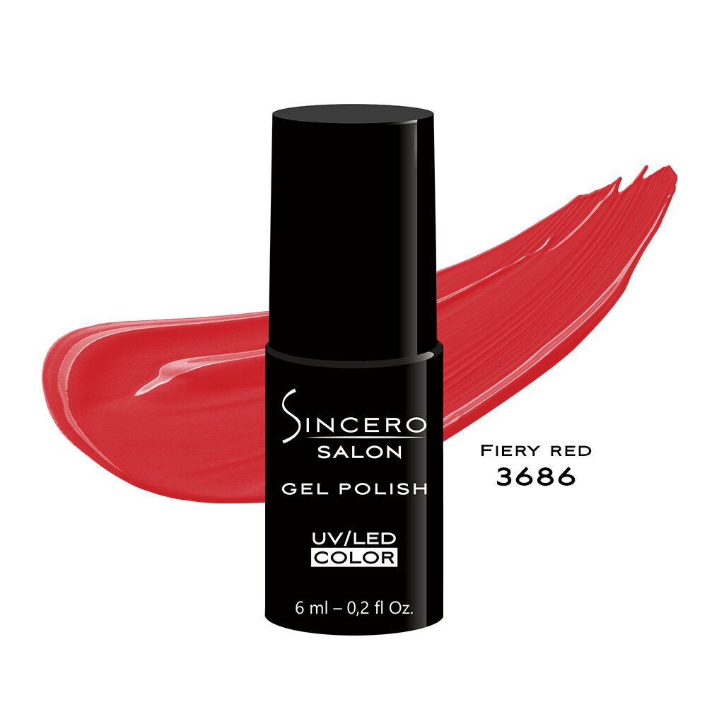 Geelikynsilakka "Sincero Salon", 6 ml, FIERY RED, 3686 hinta ja tiedot | Kynsilakat ja kynsienhoitotuotteet | hobbyhall.fi