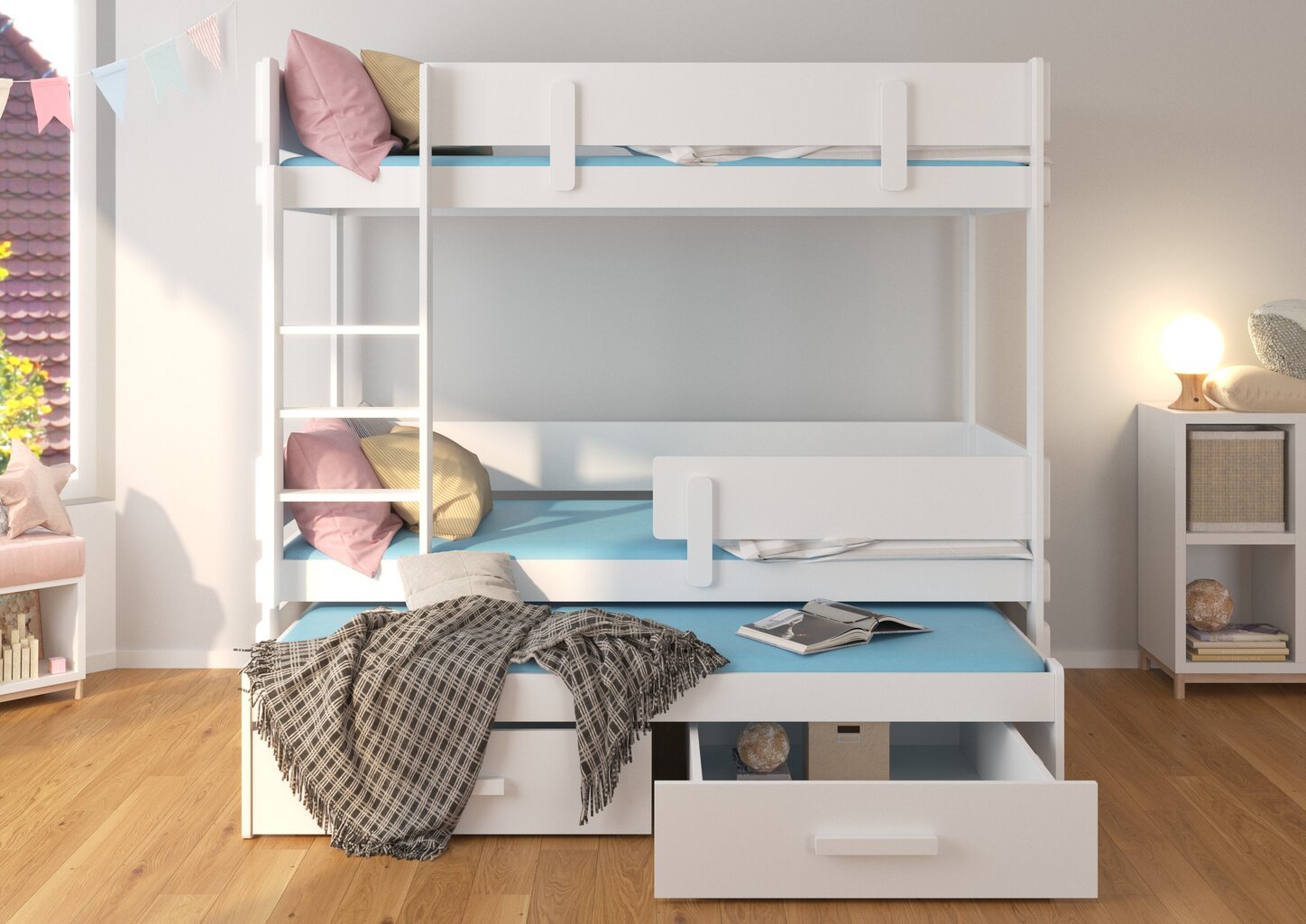 ADRK Furniture Etapo Kerrossänky 90x200cm, vaaleanruskea/valkoinen hinta ja tiedot | Lastensängyt | hobbyhall.fi