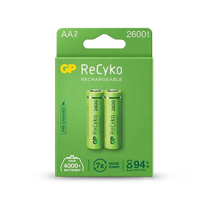 Ladattavat patterit GP ReCyko NiMH AA 2600mAh EB2 hinta ja tiedot | Paristot | hobbyhall.fi