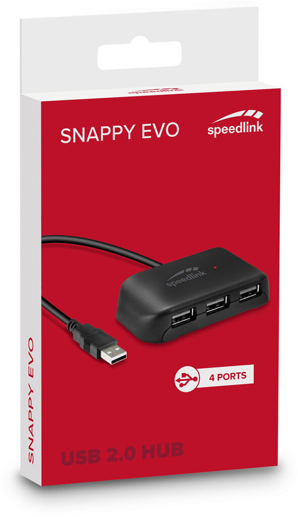 Speedlink USB -keskitin Snappy Evo USB 2.0 4-porttinen (SL-140004) hinta ja tiedot | Kaapelit ja adapterit | hobbyhall.fi
