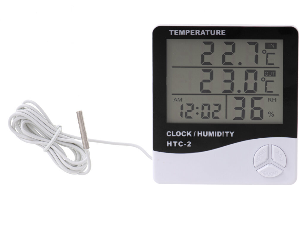 Hygrometri - lämpömittari, jossa on kello- ja hygrometritoiminnot hinta ja tiedot | Sääasemat, lämpö- ja kosteusmittarit | hobbyhall.fi
