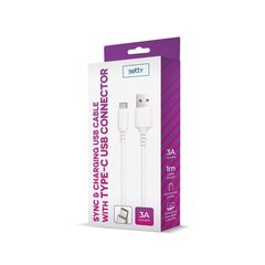 Setty cable USB - USB-C 1,0 m 3A white hinta ja tiedot | Puhelinkaapelit | hobbyhall.fi